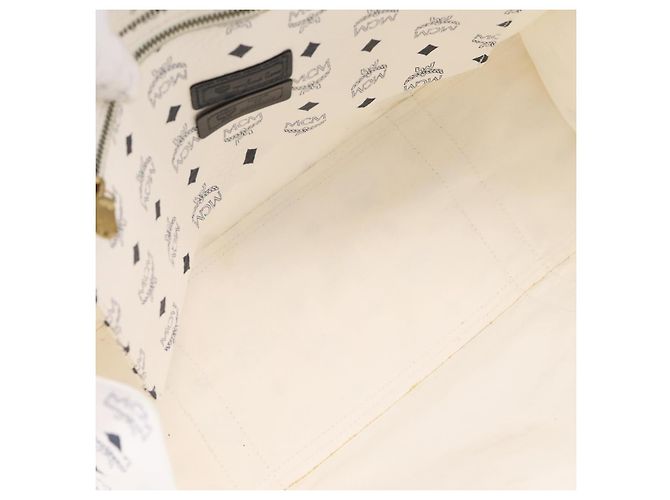 Borsa Tote MCM Vicetos Logogram PVC Leather White Gold Auth 200901 Bianco D'oro - vista 11