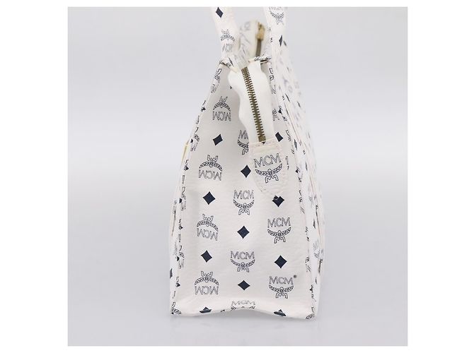 Borsa Tote MCM Vicetos Logogram PVC Leather White Gold Auth 200901 Bianco D'oro - vista 4