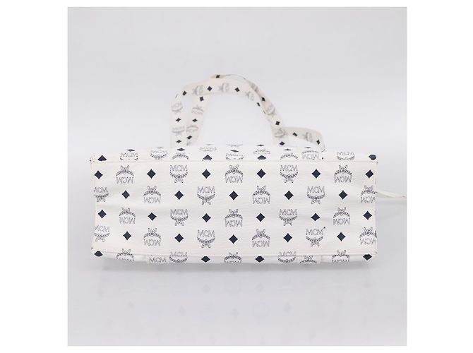 Borsa Tote MCM Vicetos Logogram PVC Leather White Gold Auth 200901 Bianco D'oro - vista 5