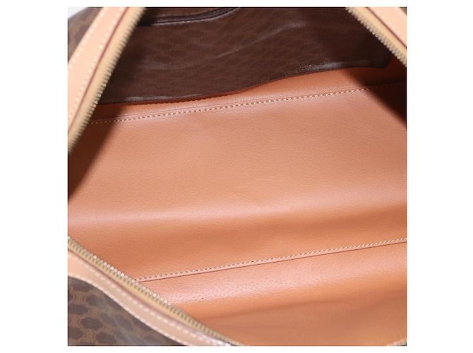 Céline Borsa Boston CELINE Macadam Canvas PVC Pelle Marrone Oro Auth 199217A D'oro - vista 10