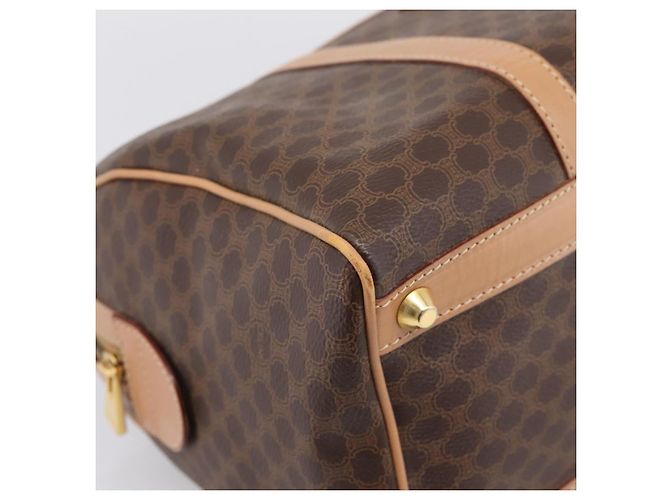 Céline Borsa Boston CELINE Macadam Canvas PVC Pelle Marrone Oro Auth 199217A D'oro - vista 14