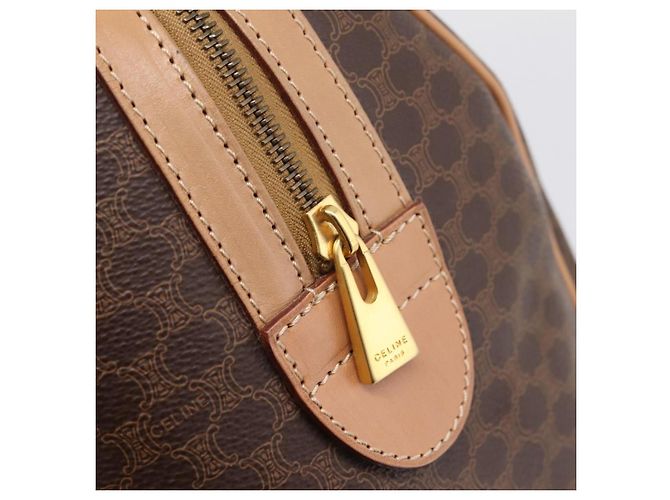 Céline Borsa Boston CELINE Macadam Canvas PVC Pelle Marrone Oro Auth 199217A D'oro - vista 17