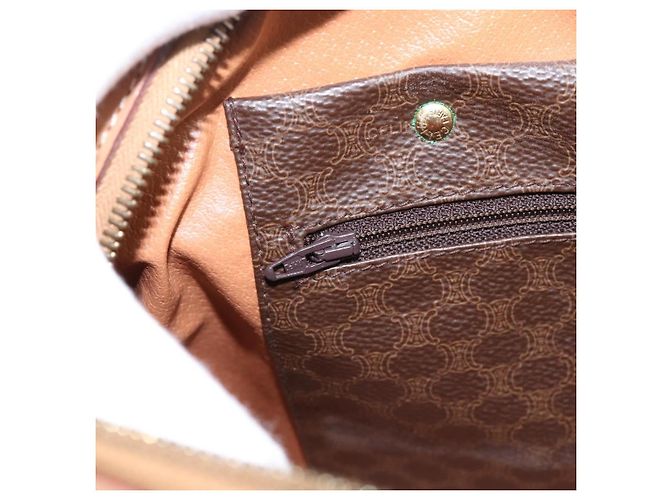 Céline Borsa Boston CELINE Macadam Canvas PVC Pelle Marrone Oro Auth 199217A D'oro - vista 20