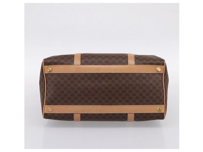Céline Borsa Boston CELINE Macadam Canvas PVC Pelle Marrone Oro Auth 199217A D'oro - vista 5