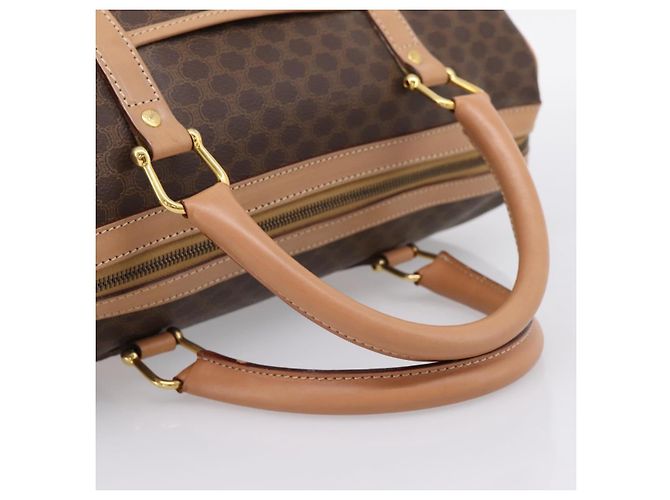 Céline Borsa Boston CELINE Macadam Canvas PVC Pelle Marrone Oro Auth 199217A D'oro - vista 7