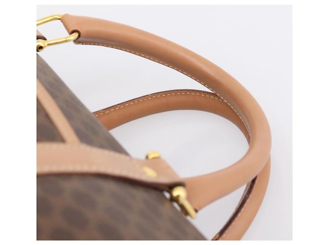 Céline Borsa Boston CELINE Macadam Canvas PVC Pelle Marrone Oro Auth 199217A D'oro - vista 8