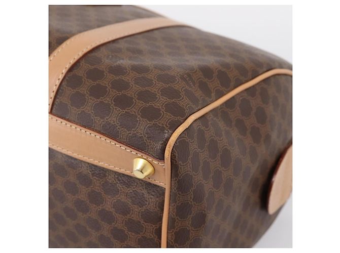 Céline Borsa Boston CELINE Macadam Canvas PVC Pelle Marrone Oro Auth 199217A D'oro - vista 9