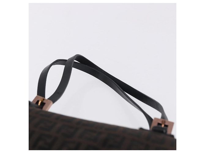 Borsa a mano FENDI Zucchino Canvas Marrone Scuro Auth 197721A - vista 14