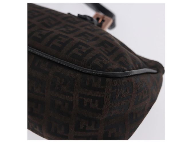 Borsa a mano FENDI Zucchino Canvas Marrone Scuro Auth 197721A - vista 15