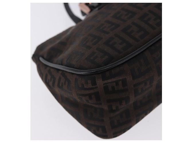 Borsa a mano FENDI Zucchino Canvas Marrone Scuro Auth 197721A - vista 16