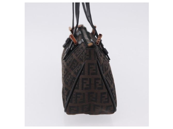 Borsa a mano FENDI Zucchino Canvas Marrone Scuro Auth 197721A - vista 3