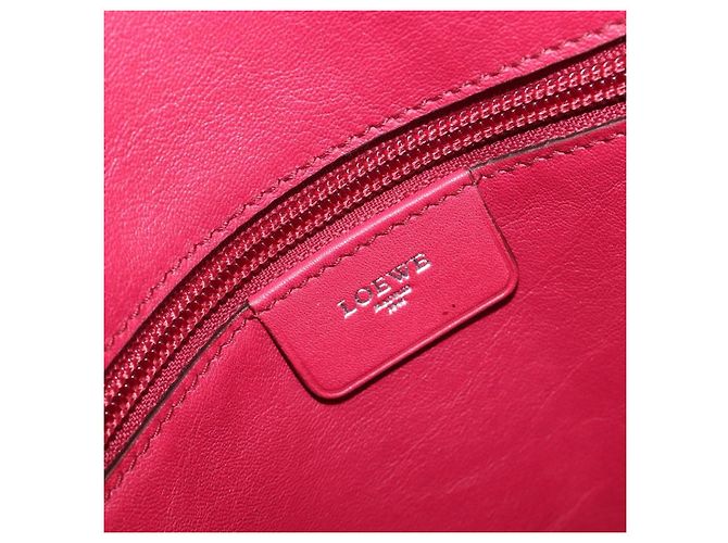 Borsa Tote LOEWE in Pelle Rosso Vino Argento Auth 199664V Bordò - vista 10