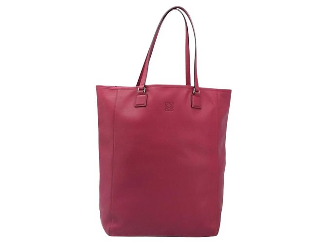 Borsa Tote LOEWE in Pelle Rosso Vino Argento Auth 199664V Bordò - vista 13