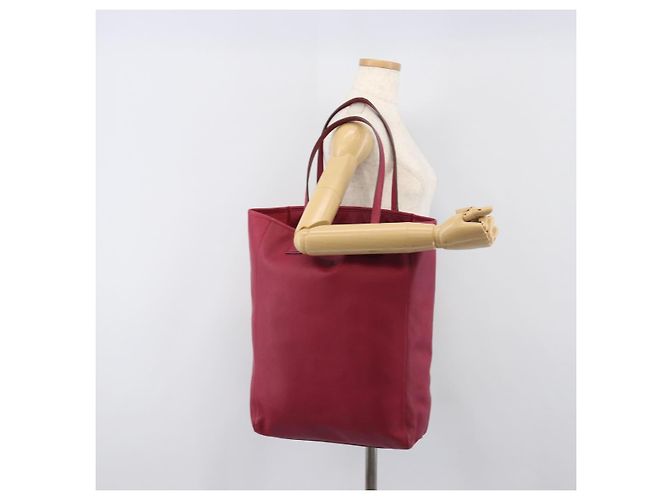 Borsa Tote LOEWE in Pelle Rosso Vino Argento Auth 199664V Bordò - vista 22