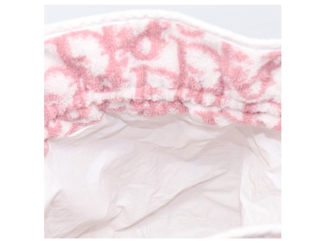 Pouch Christian Dior Trotter Pile Pink White Auth 200208 Rosa Bianco - vista 12