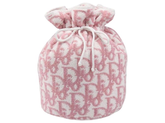 Pouch Christian Dior Trotter Pile Pink White Auth 200208 Rosa Bianco - vista 13
