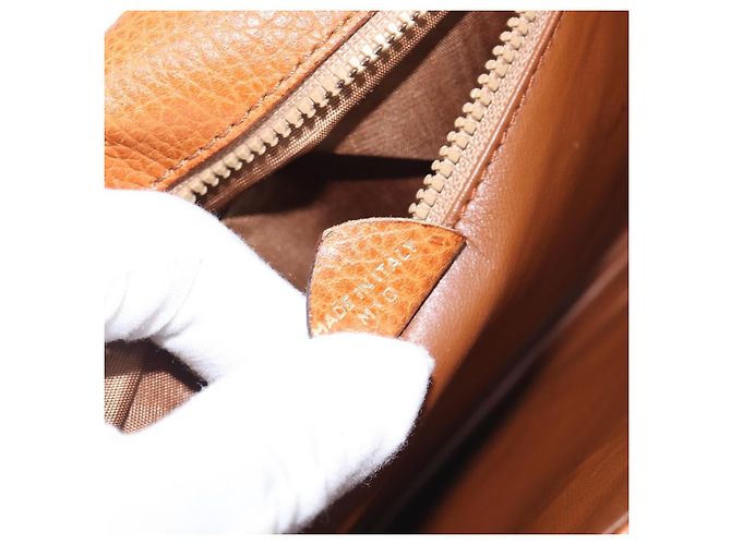 Céline Borsa a pochette CELINE in pelle marrone e oro Auth yk20741A D'oro - vista 12