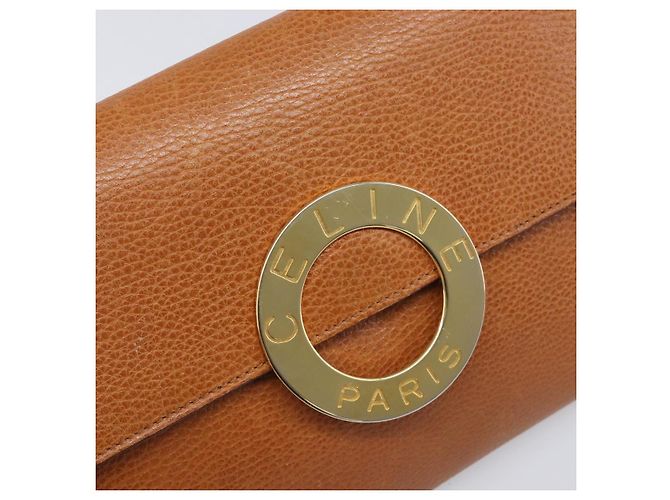 Céline Borsa a pochette CELINE in pelle marrone e oro Auth yk20741A D'oro - vista 17