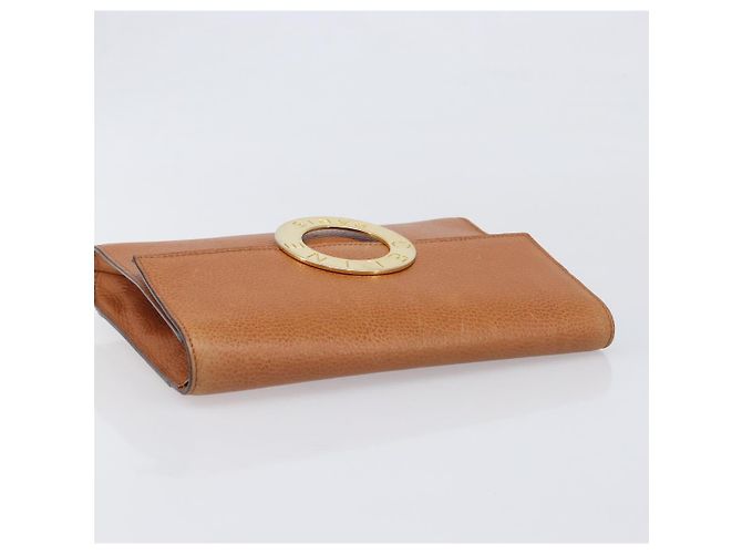 Céline Borsa a pochette CELINE in pelle marrone e oro Auth yk20741A D'oro - vista 5