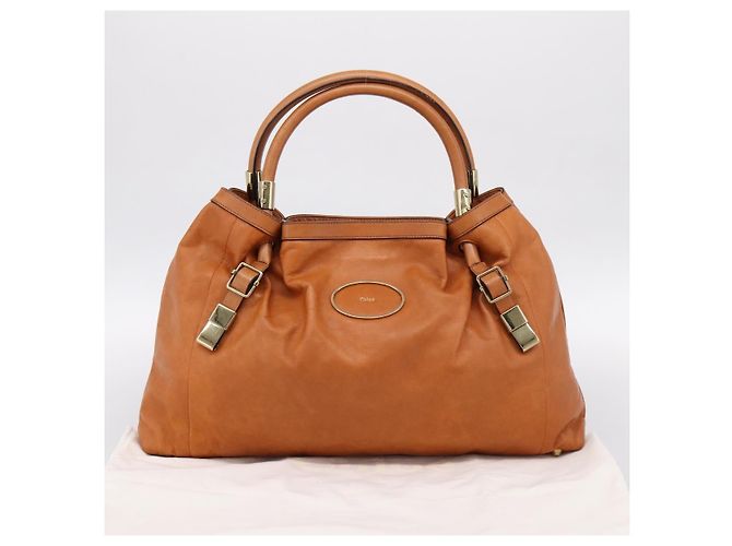 Chloé Borsa Chloe Victoria in pelle marrone tono oro Auth BA15396 - vista 12