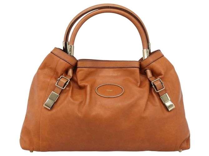 Chloé Borsa Chloe Victoria in pelle marrone tono oro Auth BA15396 - vista 13