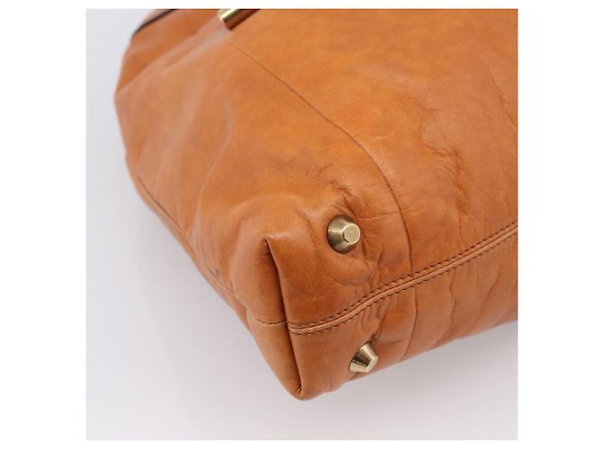 Chloé Borsa Chloe Victoria in pelle marrone tono oro Auth BA15396 - vista 14