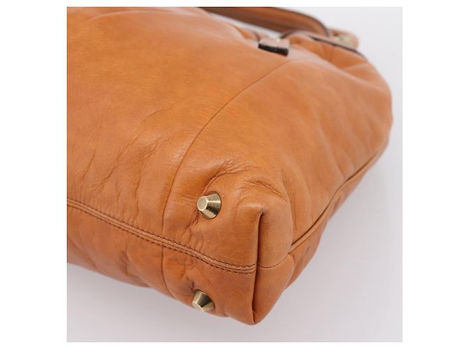 Chloé Borsa Chloe Victoria in pelle marrone tono oro Auth BA15396 - vista 15