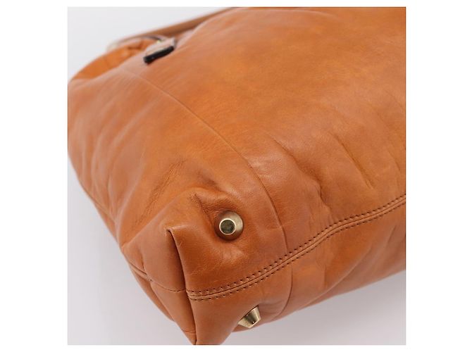 Chloé Borsa Chloe Victoria in pelle marrone tono oro Auth BA15396 - vista 16