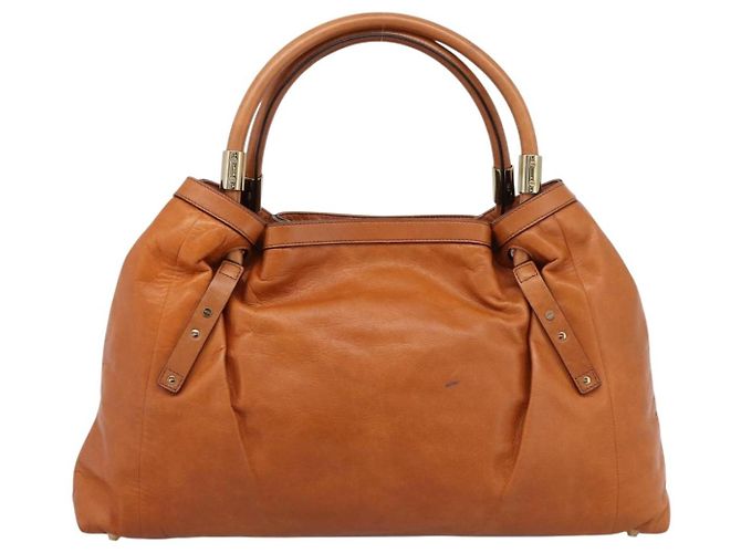Chloé Borsa Chloe Victoria in pelle marrone tono oro Auth BA15396 - vista 2