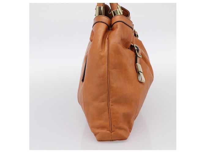 Chloé Borsa Chloe Victoria in pelle marrone tono oro Auth BA15396 - vista 3