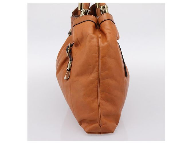 Chloé Borsa Chloe Victoria in pelle marrone tono oro Auth BA15396 - vista 4