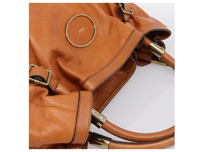 Chloé Borsa Chloe Victoria in pelle marrone tono oro Auth BA15396 - vista 6