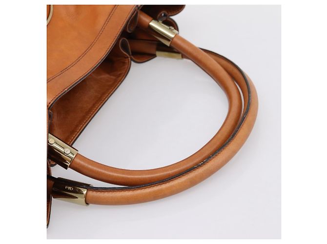 Chloé Borsa Chloe Victoria in pelle marrone tono oro Auth BA15396 - vista 7
