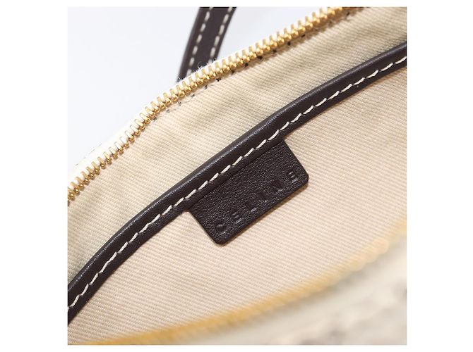 Céline Pouch accessori CELINE Macadam Canvas PVC Leather White Gold Auth 199119A Bianco D'oro - vista 10