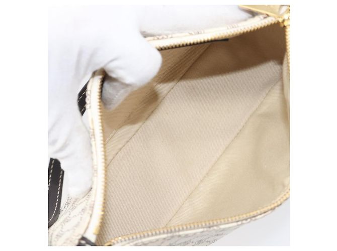 Céline Pouch accessori CELINE Macadam Canvas PVC Leather White Gold Auth 199119A Bianco D'oro - vista 11