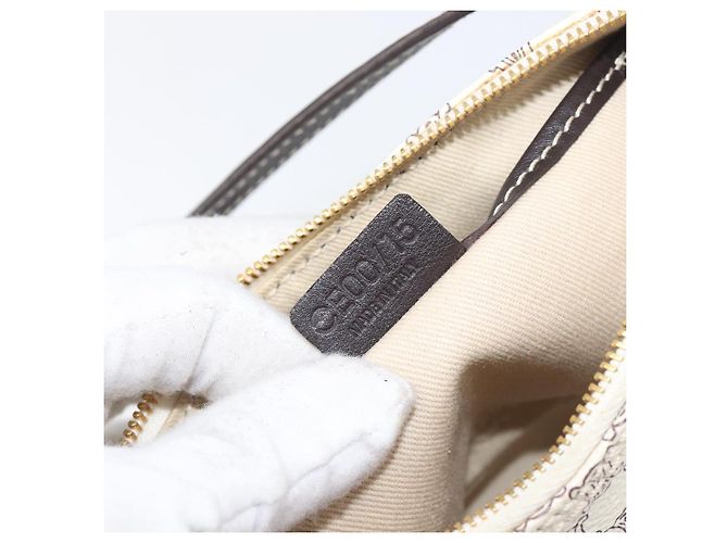 Céline Pouch accessori CELINE Macadam Canvas PVC Leather White Gold Auth 199119A Bianco D'oro - vista 12