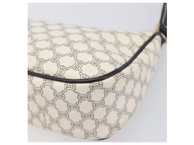 Céline Pouch accessori CELINE Macadam Canvas PVC Leather White Gold Auth 199119A Bianco D'oro - vista 14