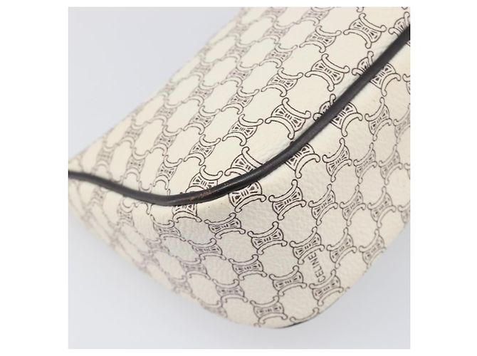 Céline Pouch accessori CELINE Macadam Canvas PVC Leather White Gold Auth 199119A Bianco D'oro - vista 15