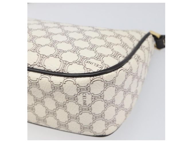 Céline Pouch accessori CELINE Macadam Canvas PVC Leather White Gold Auth 199119A Bianco D'oro - vista 16