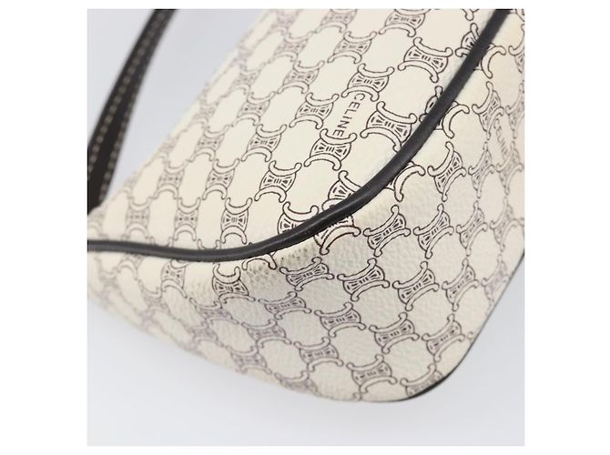 Céline Pouch accessori CELINE Macadam Canvas PVC Leather White Gold Auth 199119A Bianco D'oro - vista 17