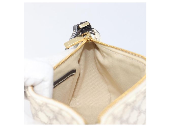 Céline Pouch accessori CELINE Macadam Canvas PVC Leather White Gold Auth 199119A Bianco D'oro - vista 18