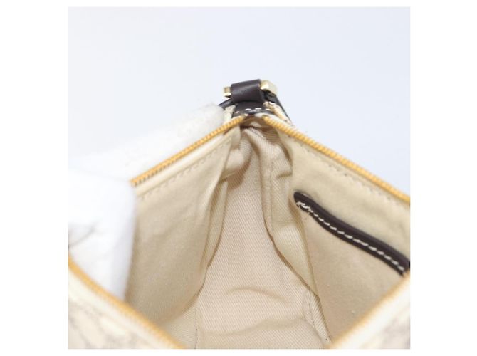 Céline Pouch accessori CELINE Macadam Canvas PVC Leather White Gold Auth 199119A Bianco D'oro - vista 19