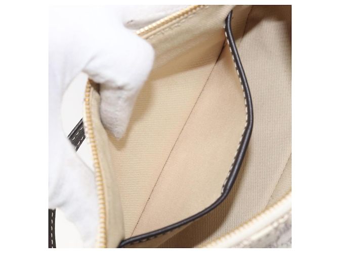 Céline Pouch accessori CELINE Macadam Canvas PVC Leather White Gold Auth 199119A Bianco D'oro - vista 20