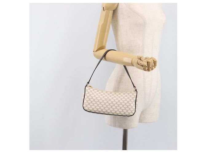 Céline Pouch accessori CELINE Macadam Canvas PVC Leather White Gold Auth 199119A Bianco D'oro - vista 21