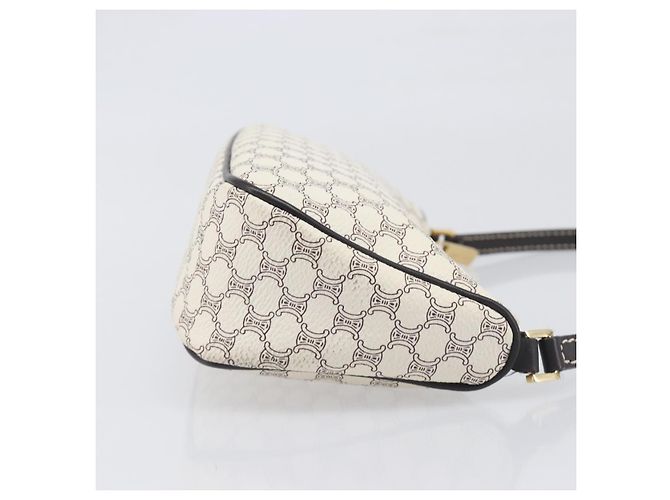 Céline Pouch accessori CELINE Macadam Canvas PVC Leather White Gold Auth 199119A Bianco D'oro - vista 3