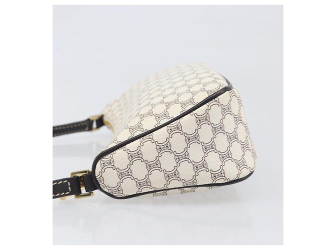Céline Pouch accessori CELINE Macadam Canvas PVC Leather White Gold Auth 199119A Bianco D'oro - vista 4