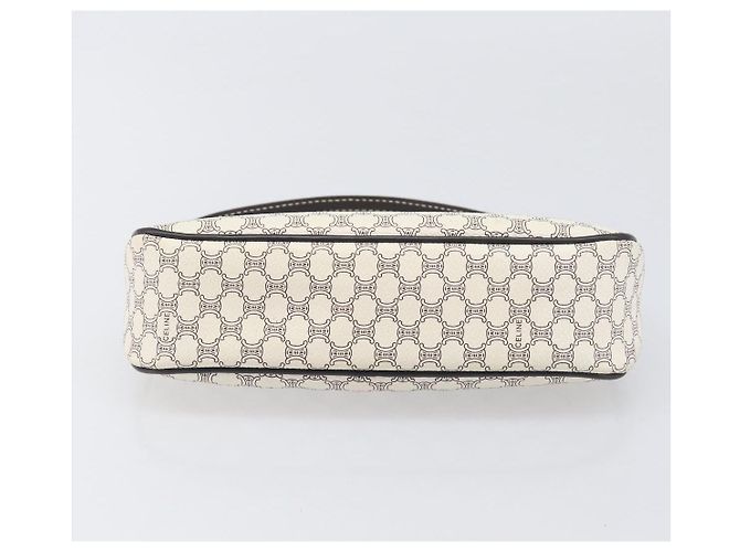 Céline Pouch accessori CELINE Macadam Canvas PVC Leather White Gold Auth 199119A Bianco D'oro - vista 5
