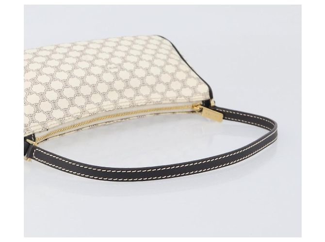 Céline Pouch accessori CELINE Macadam Canvas PVC Leather White Gold Auth 199119A Bianco D'oro - vista 7