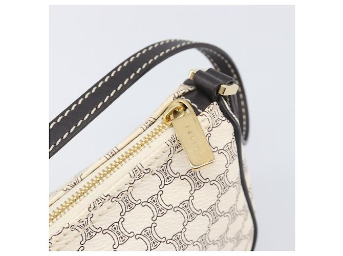 Céline Pouch accessori CELINE Macadam Canvas PVC Leather White Gold Auth 199119A Bianco D'oro - vista 9
