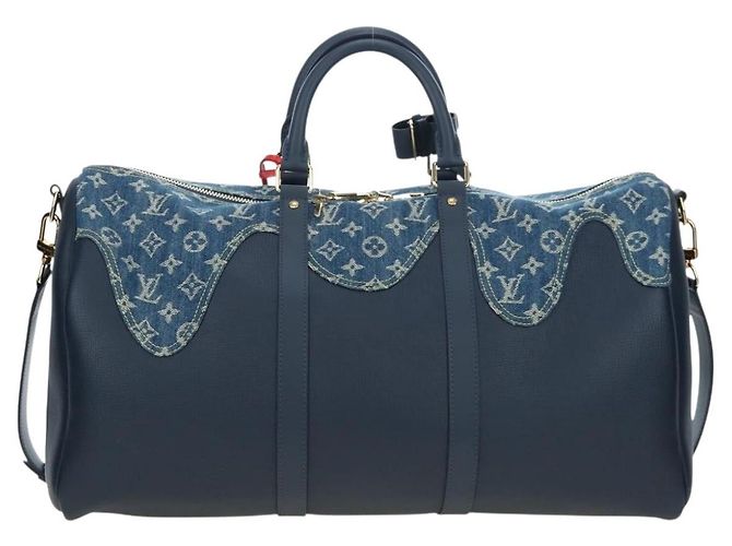 LOUIS VUITTON Denim Squared NIGO Keepall Bandouliere 50 M45975 Auth 200664SM Blu navy - vista 2